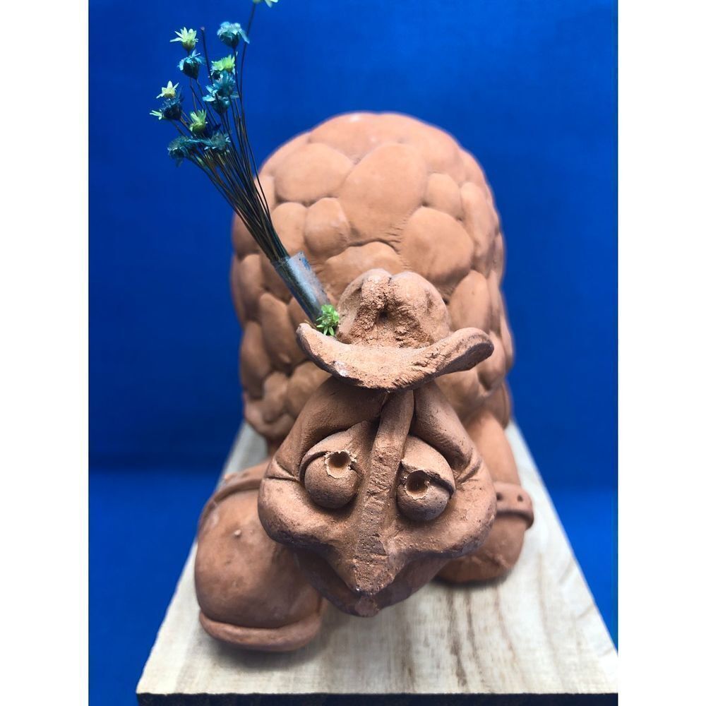 Keraten Bros Terra Cotta Pottery Inspirational Turtle 5”x4”. Vintage 1973